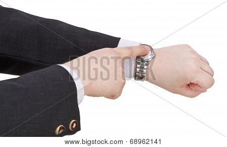 Businessman Show Current Time On Watch