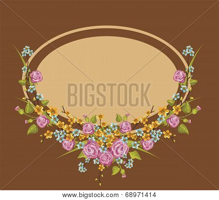 Vintage floral frame with flowers