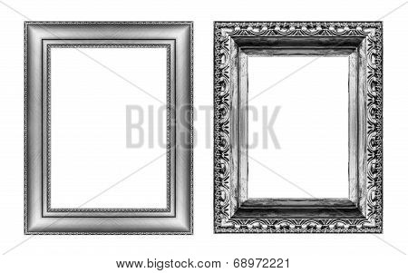 Set Of Vintage Gray Frame With Blank Space  Isolated On White Background