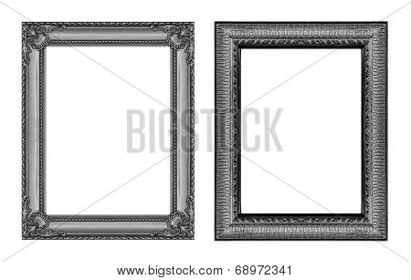 Set Of Vintage Gray Frame With Blank Space  Isolated On White Background