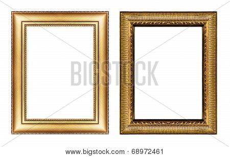Set Of Vintage Golden Frame With Blank Space Isolated On White Background