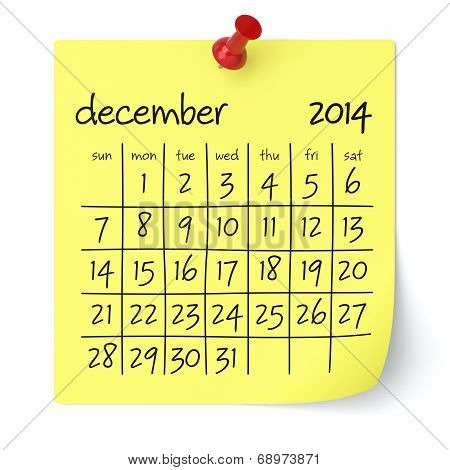 December 2014 - Calendar