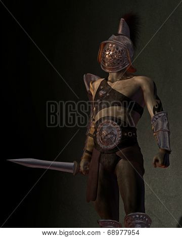 Roman Gladiator in the Shadows