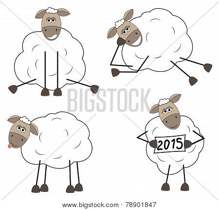 Set of funny sheep