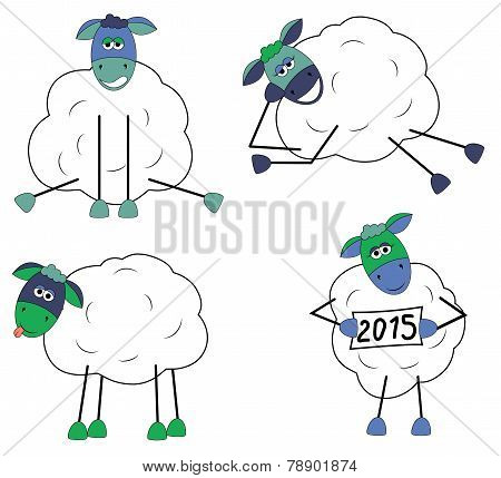 Set of funny sheep