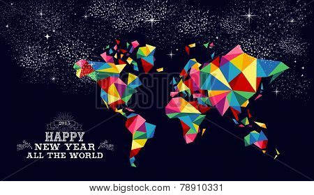New Year 2015 World Map Card