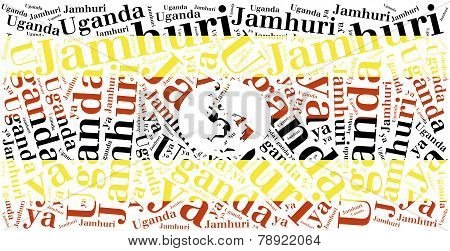 National Flag Of Uganda. Word Cloud Illustration.