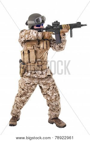 Soldier In Uniform, Ready To Fight