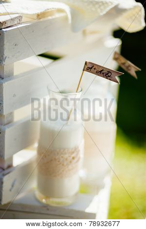 Milk In Glass Bottle With Decoration