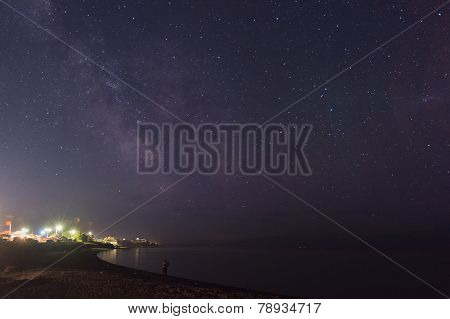 Milky Way Over The Lake At Alakol, Kazakhstan