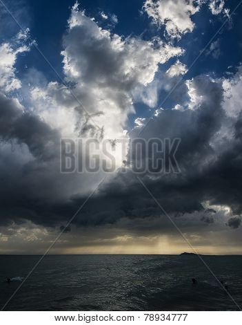 Cloudscape Over Lake Alakol. Kazakhstan