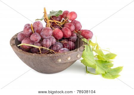 Fresh Red Grapes In Wood Bown