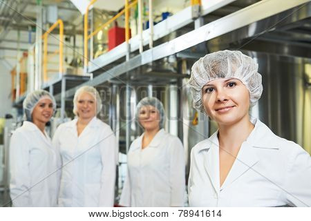 portrait of female pharmaceutical factory worker in pharmacy industry manufacture factory