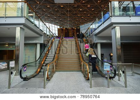 HELSINKI - SEP 03: Helsinki Airport interior on September 03, 2014 in Helsinki, Finland. Helsinki Airport is the main international airport of the Helsinki metropolitan region and the whole of Finland