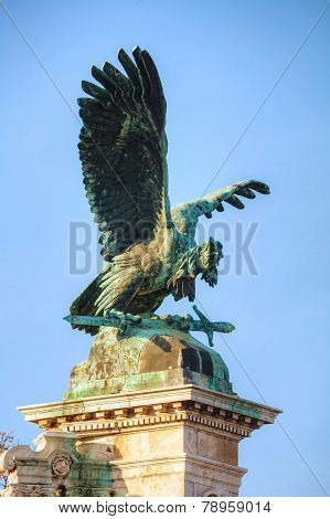 Statue Of Turulbird At The Royal Castle In Budapest
