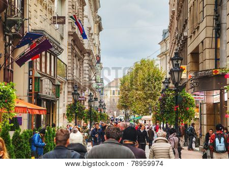 Vaci Street Crowded With Tourists