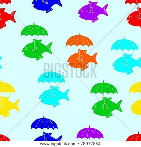 Colorful Fish With Umbrella Pattern