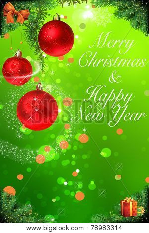 Merry Christmas And Happy New Year Decoraton With Ornaments