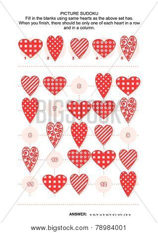 Picture sudoku puzzle with hearts