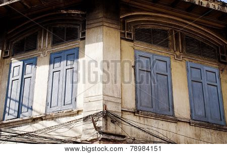 Old window at ancient building