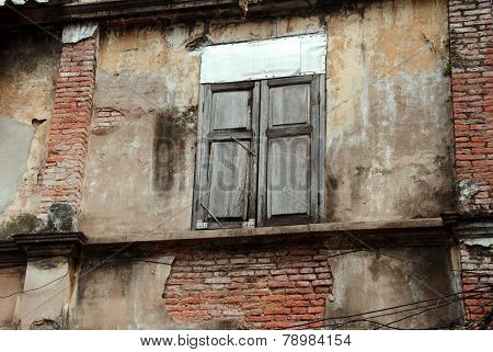 Old window at ancient building