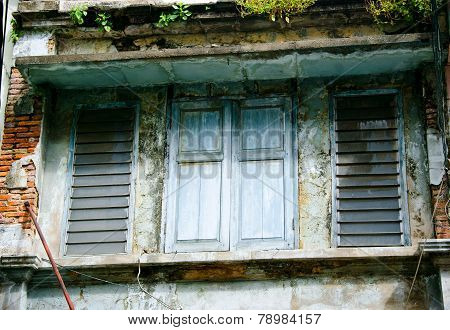 Old window at ancient building