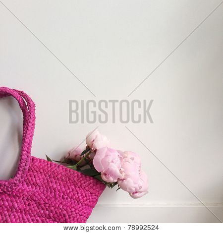 Bouquet Of Peonies In A Bag