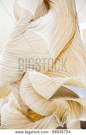 Abstract shapes of a paper ornamental object, like a sculpture