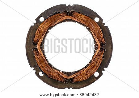 Stator Of The Electric Motor, Isolated On White Background