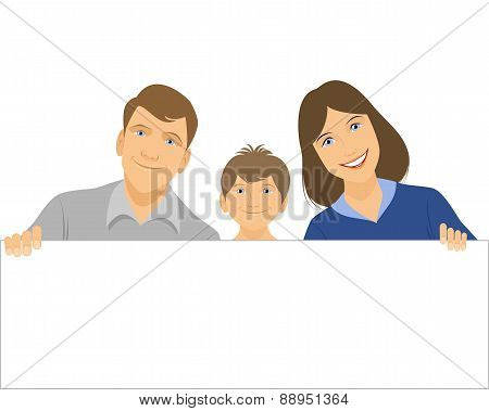 Family Holding A Banner