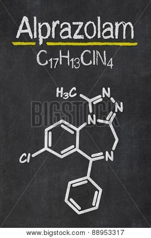 Blackboard With The Chemical Formula Of Alprazolam