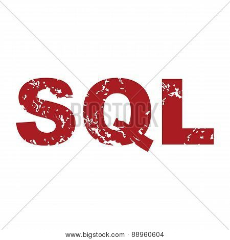 Red grunge sql logo