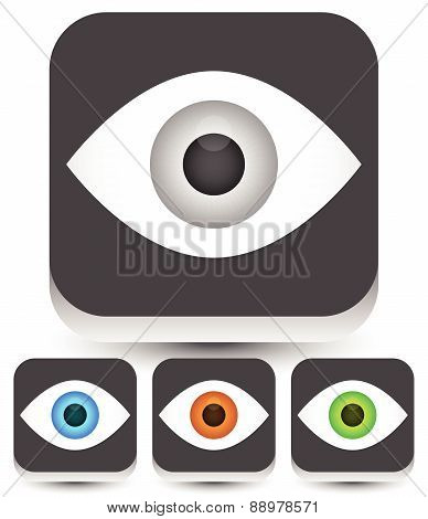 Eye, Eyeball Graphics In Different Colors. Gray, Green, Brown And Blue Eyes. Editable Vector.