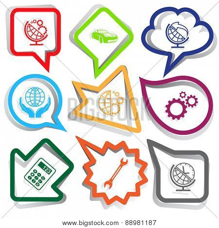 Business set. Paper stickers. Raster illustration.