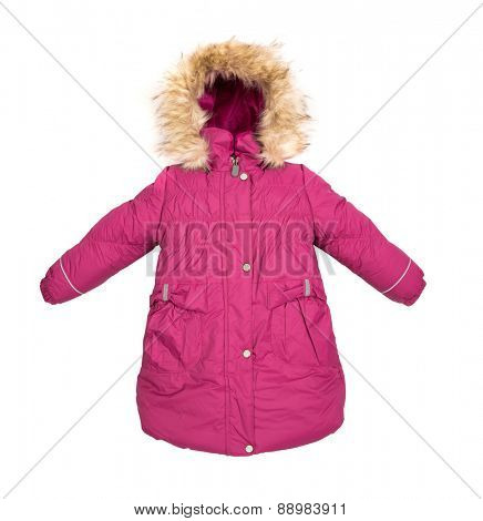 Women winter jacket isolated on white background.