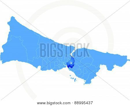 Istanbul Map With Administrative Districts Where Uskudar Is Pulled