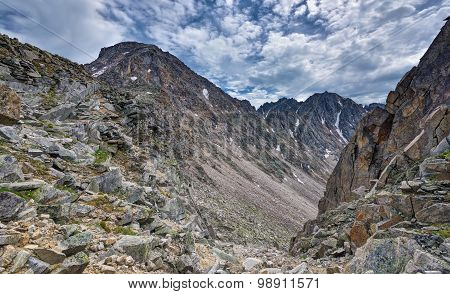 View On The Descent From The Mountain Range