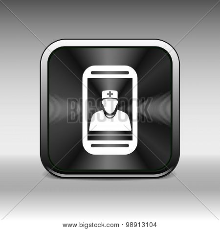 Cartoon illustration phone doctor character holding stethoscope