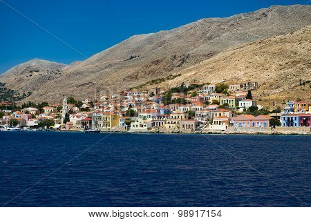 Multi-coloured Buildings Of Halki Island (chalki)