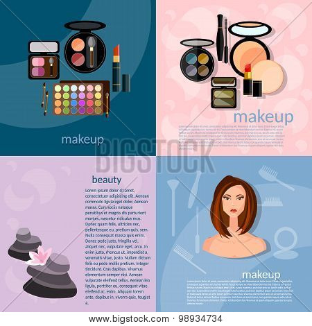 Makeup Artist Fashion Concept Makeup Professional Make-up Details Cosmetology Beautiful Woman vector
