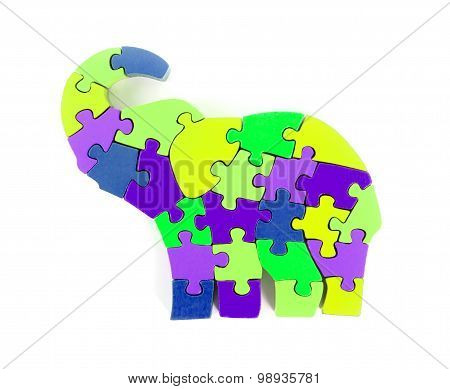Colorful Puzzle Pieces In Elephant Shape