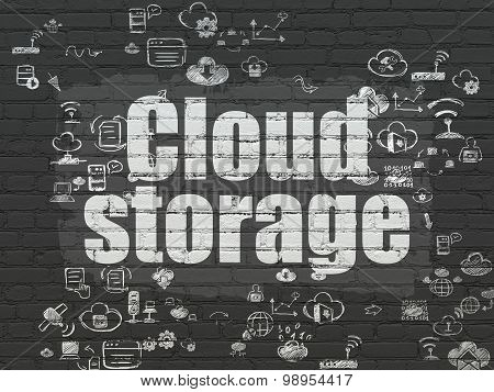 Cloud networking concept: Cloud Storage on wall background