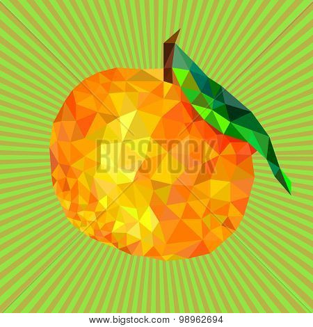 mandarin orange triangles on a background with rays