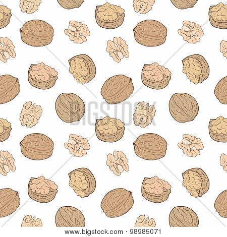 Walnuts seamless pattern