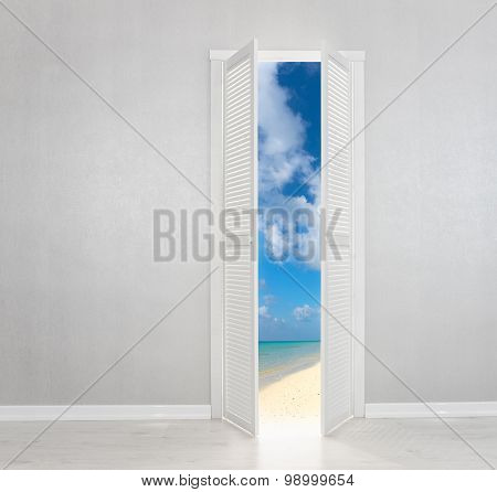 White Door Open To The Perfect Beach