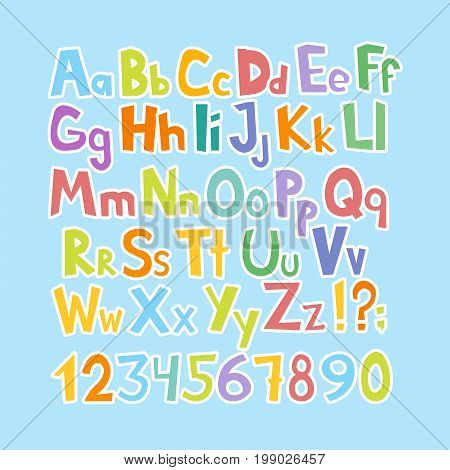 Funny Comics Font. Hand Drawn Lowcase And Uppercase Colorful Cartoon English Alphabet With Lower And