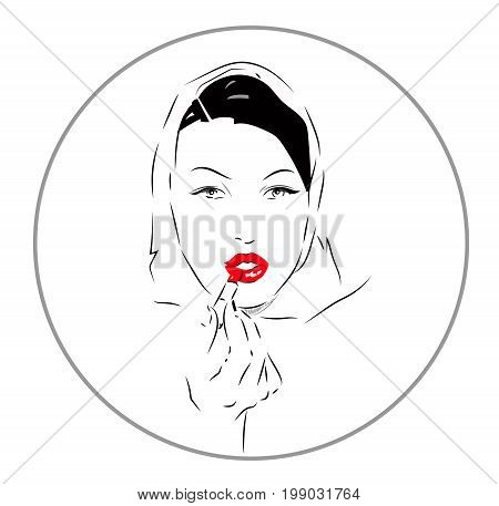 Lovely female face. Beauty icon or sign for hairdressing, barber or beauty salon, estetic medicine centre, fashion boutique