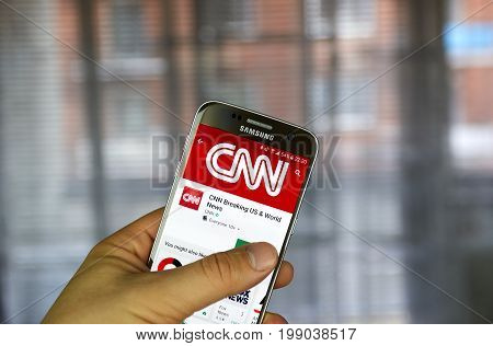 MONTREAL CANADA - MARCH 14 2017 - CNN app on Samsung S7. Cable News Network - CNN is an American basic cable and satellite television news channel owned by the Turner Broadcasting System