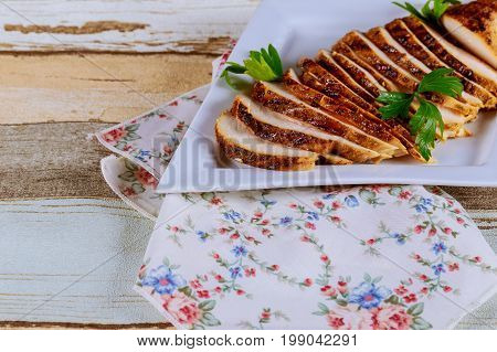 Grilled Chicken Breast With And Fresh Vegetables