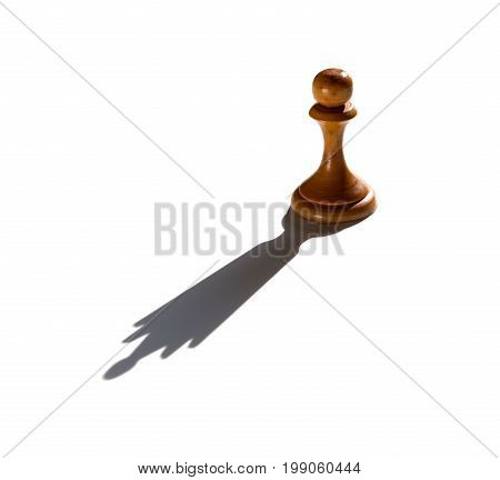 a chess pawn casting a queen piece shadow concept of strength and aspirations